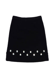 Current Boutique-Tracy Reese - Black Wool Embellished Skirt Sz 4