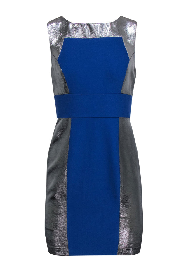 Current Boutique-Tracy Reese - Cobalt Blue & Silver Sleeveless Mini Party Dress Sz 4