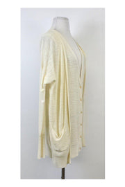 Current Boutique-Tracy Reese - Cream Textured Double Placket Cardigan Sz S