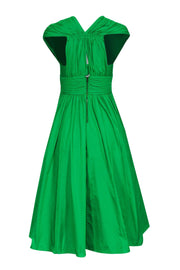 Current Boutique-Tracy Reese - Emerald Flare Midi Dress w/ Pleated Bodice Sz 2