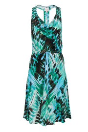 Current Boutique-Tracy Reese - Green & Blue Silk Midi Dress Sz M