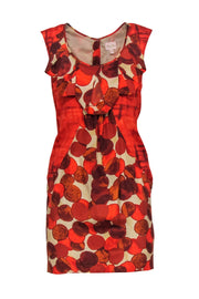 Current Boutique-Tracy Reese - Orange Circle Print Cap Sleeve Silk Sheath Dress Sz 4