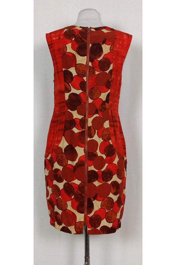 Current Boutique-Tracy Reese - Orange Circle Print Cap Sleeve Silk Sheath Dress Sz 6