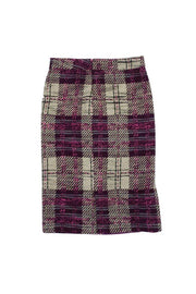 Current Boutique-Tracy Reese - Purple, Cream, & Pink Tweed Plaid Skirt Sz 4