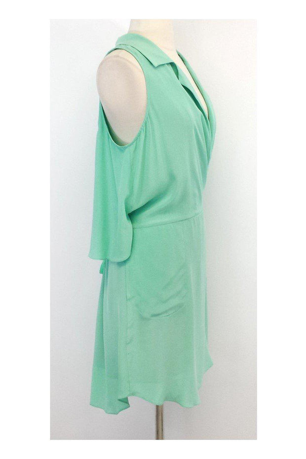 Current Boutique-Tracy Reese - Runway Silk Surplice Shirtdress in Beach Glass Sz S