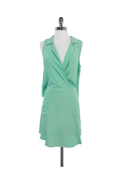 Current Boutique-Tracy Reese - Runway Silk Surplice Shirtdress in Beach Glass Sz S