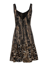 Current Boutique-Tracy Reese - Tan & Black Snakeskin & Leopard Print Sleeveless Fit & Flare Dress Sz 4