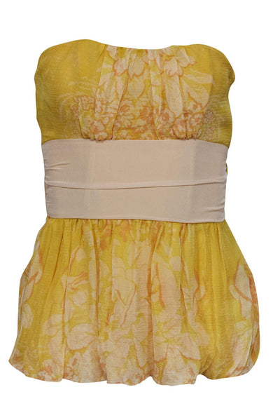 Current Boutique-Tracy Reese - Yellow Silk Strapless Top Sz 2