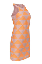 Current Boutique-Trina Turk - Beige & Orange Racer Front Triangle Pattern Dress Sz 0