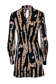 Current Boutique-Trina Turk - Black, Beige & Grey Print High Neck Dress Sz 8