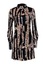 Current Boutique-Trina Turk - Black, Beige & Grey Print High Neck Dress Sz 8