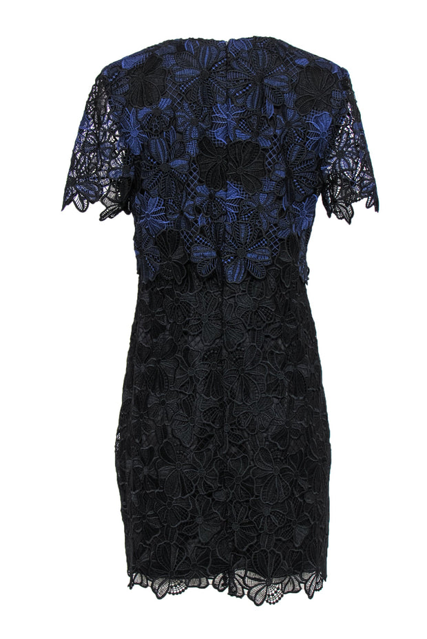 Current Boutique-Trina Turk - Black & Blue Lace "Caterina" Layered Cocktail Dress Sz 10