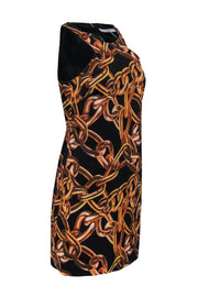 Current Boutique-Trina Turk - Black & Gold Chain Print Sleeveless Dress Sz 4