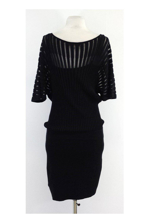 Current Boutique-Trina Turk - Black Knit Short Sleeve Dress Sz S