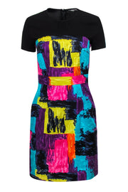 Current Boutique-Trina Turk - Black & Multicolor Abstract Print Sheath Dress Sz 2