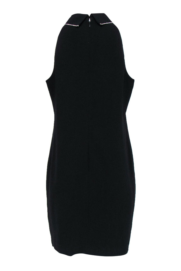 Current Boutique-Trina Turk - Black Pointed Collar Shift Dress w/ Crystals Sz 10