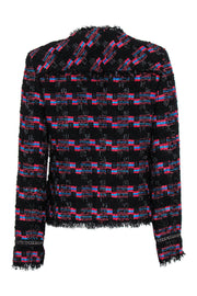 Current Boutique-Trina Turk - Black, Red & Blue Metallic Fringe Tweed Jacket Sz 8