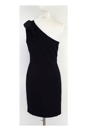 Current Boutique-Trina Turk - Black Ruffle One Shoulder Dress Sz 6