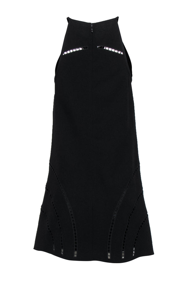 Current Boutique-Trina Turk - Black Sleeveless Mini Shift Dress w/ Eyelet Trim Sz 4