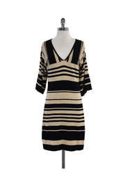 Current Boutique-Trina Turk - Black & Tan Striped Knit Dress Sz M