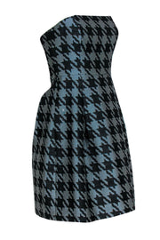 Current Boutique-Trina Turk - Black, White & Green Houndstooth Strapless Dress Sz S