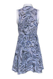 Current Boutique-Trina Turk - Blue Paisley Silky Collared Shirt Dress Sz 4