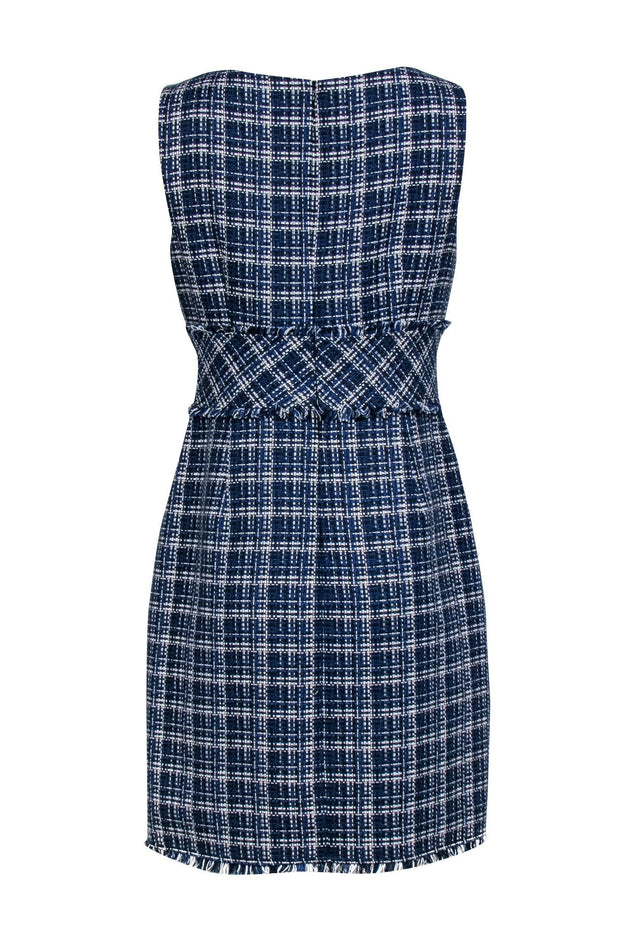 Current Boutique-Trina Turk - Blue & White Plaid Tweed Shift Dress Sz 10