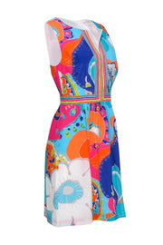 Current Boutique-Trina Turk - Bright Neon Abstract Print Silk Dress Sz 6