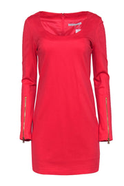 Current Boutique-Trina Turk - Coral Long Sleeve Shift Dress w/ Zippered Cuffs Sz 4