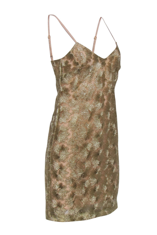 Current Boutique-Trina Turk - Embroidered Gilded Flower Sheath Dress Sz 2