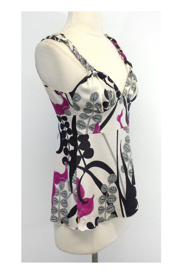 Current Boutique-Trina Turk - Gray Print Silk Tank Sz S