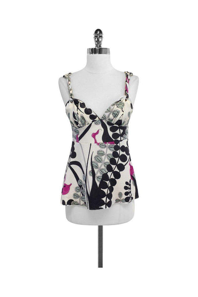 Current Boutique-Trina Turk - Gray Print Silk Tank Sz S