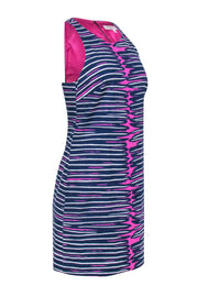 Current Boutique-Trina Turk - Magenta, Navy & White Abstract Stripe Shift Dress Sz 6