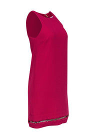 Current Boutique-Trina Turk - Magenta Sleeveless Shift Dress w/ Hardware-Trimmed Hem Sz 0