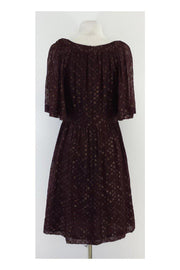 Current Boutique-Trina Turk - Maroon Metallic Spotted Silk Dress Sz 8