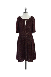 Current Boutique-Trina Turk - Maroon Metallic Spotted Silk Dress Sz 8