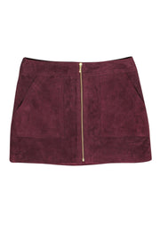 Current Boutique-Trina Turk - Maroon Suede Zip-Up "Harvest" Miniskirt Sz 10