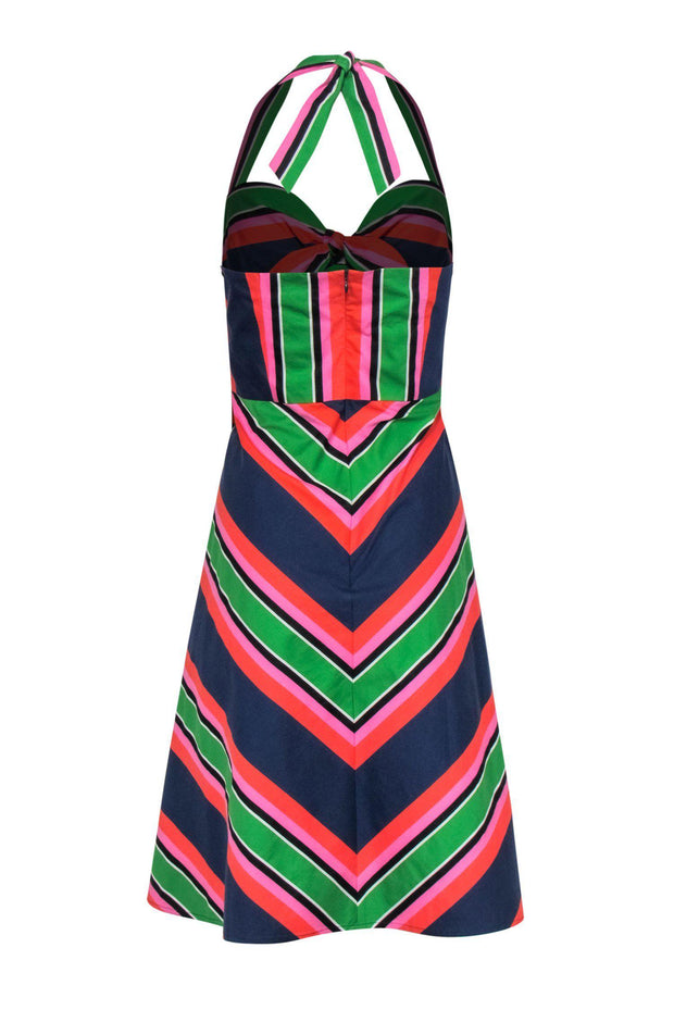 Current Boutique-Trina Turk - Multicolor Chevron Pattern Halter Dress Sz 10