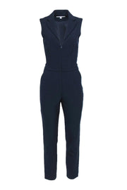 Current Boutique-Trina Turk - Navy Blazer-Style Zip-Up Jumpsuit Sz 4