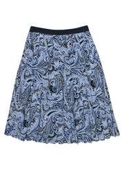 Current Boutique-Trina Turk - Navy Silk Paisley Pleated Midi Skirt Sz 4