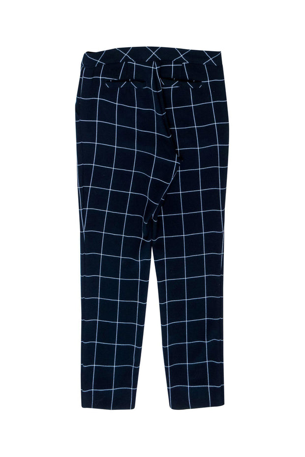 Current Boutique-Trina Turk - Navy & White Windowpane Print Skinny Trousers Sz 0