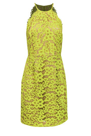 Current Boutique-Trina Turk - Neon Yellow Lace Fit & Flare Dress Sz 10