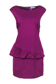 Current Boutique-Trina Turk - Purple Sheath Dress w/ Asymmetrical Ruffle Sz M