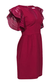 Current Boutique-Trina Turk - Raspberry Pink Flutter Sleeve Fit & Flare Dress Sz 2