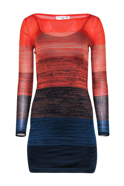 Current Boutique-Trina Turk - Shades of Orange & Blue Ombre Long Sleeve Knit Dress Sz SP