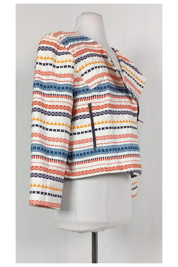 Current Boutique-Trina Turk - White Tribal Print Blazer Sz 10