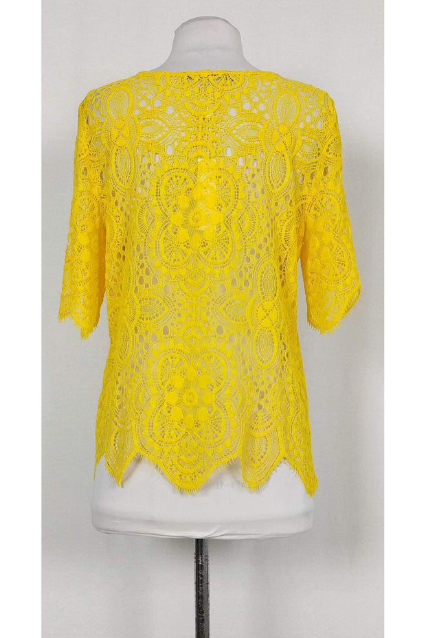 Current Boutique-Trina Turk - Yellow Lace Top Sz M