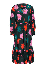 Current Boutique-Tucker - Green Floral Long Sleeve Quarter Button Midi "Juliette" Dress Sz L