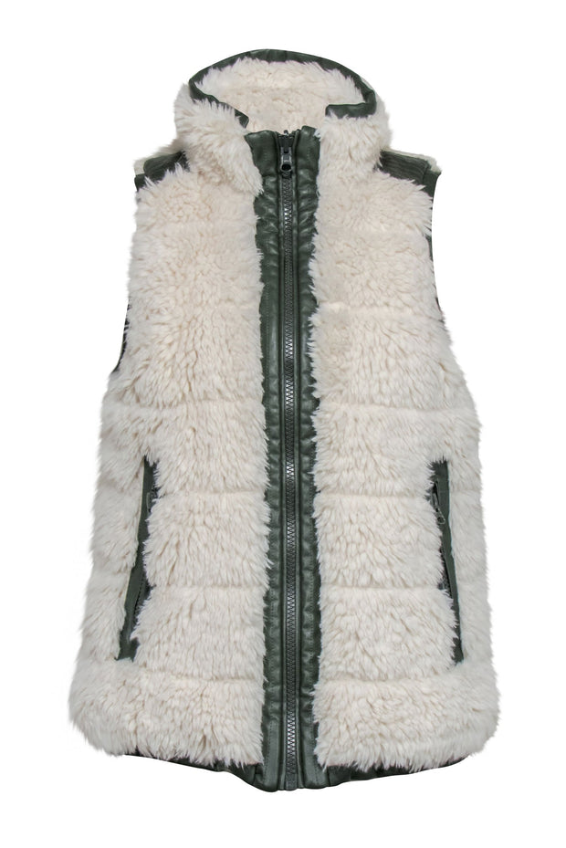 Current Boutique-Tuckernuck - Reversible Green Faux Leather & Sherpa Vest Sz S