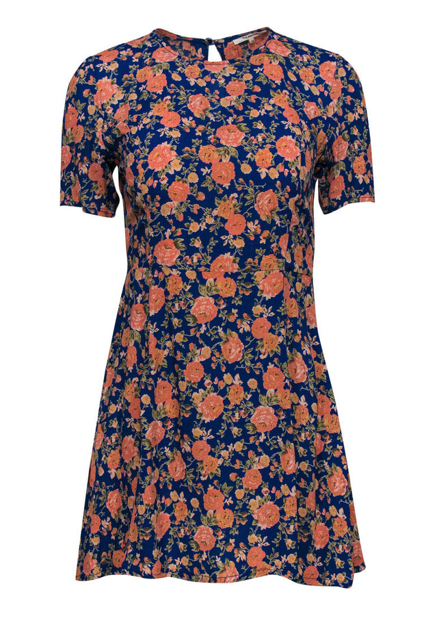 Current Boutique-Tularosa - Blue & Pink Floral Print Fit & Flare Dress Sz XS